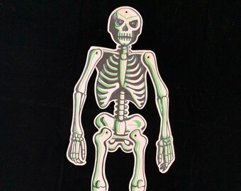Vintage Halloween Jointed Skeleton Die Cut