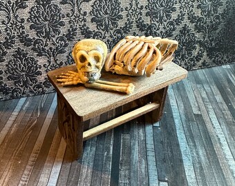 Little Boners Miniature Coffee Table - 1:12 scale skeleton Halloween dollhouse