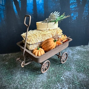 Miniature Spooky Harvest Wagon - Little Boners Halloween Dollhouse Accessories