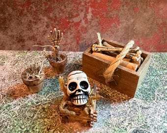 Little Boners Miniature Accessories - 1:12 scale skeleton garden Halloween dollhouse