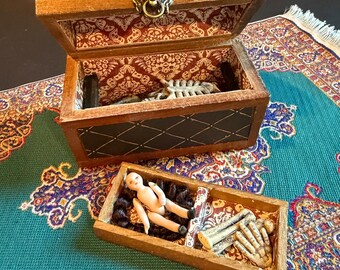 Little Boners Miniature Spooky Chest - 1:12 scale skeleton Halloween dollhouse