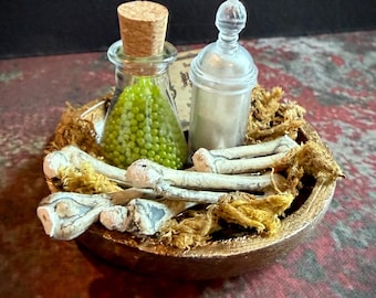 Little Boners Miniature Witch Bowl - 1:12 scale skeleton Halloween dollhouse