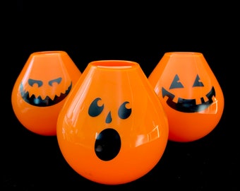 Jack O’Lantern Candle/Flower Holder Trio - GLASS
