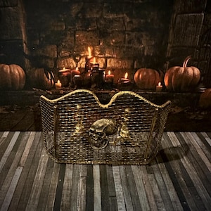 Little Boners Miniature Fireplace Screen and Andirons - 1:12 scale skull Halloween dollhouse