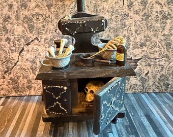 Little Boners Miniature Stove - 1:12 scale skeleton Halloween dollhouse