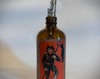 Krampus Decor Bottle - Krampus and kid, seasonal, Christmas