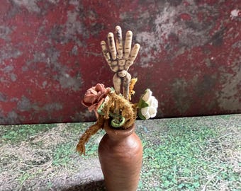 Little Boners Miniature Potted Plant - 1:12 scale skeleton Halloween dollhouse