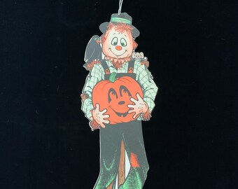 Vintage Halloween Cute Scarecrow Die Cut - Glow in the Dark