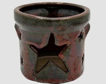 Primitive Handmade Rustic Star Pottery Votive Holder