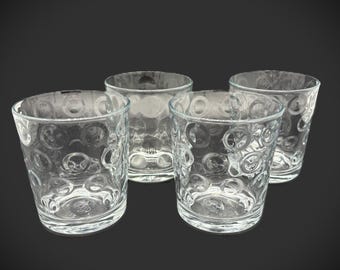 Set of 4 Vintage Pasabahce "Cirque Bubble Ring" Juice Glasses