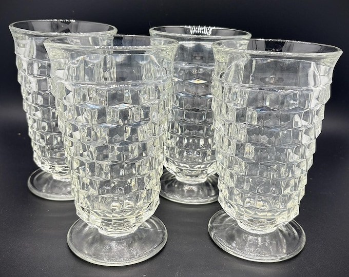 Featured listing image: Vintage Indiana Glass Whitehall Cubist Iced Tea Glasses, Set of 4