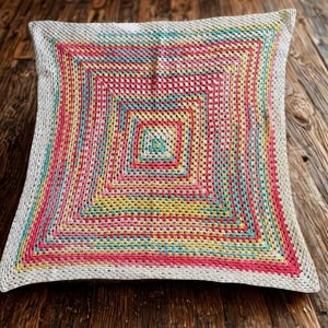 Handmade Pastel Easter Granny Square Blanket - Continuous Crochet Throw