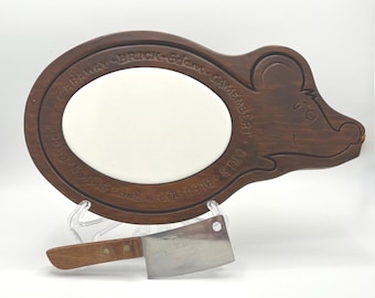 Vintage Wooden Mouse Cheese Board with Ceramic Insert