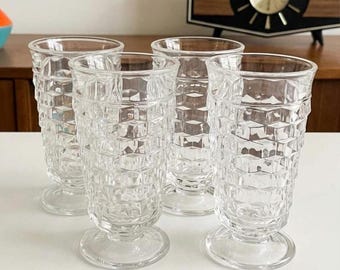 Vintage Indiana Glass Whitehall Cubist Iced Tea Glasses, Set of 4