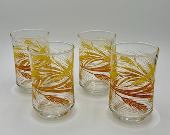 Vintage Libbey Wheat Decal Juice Glass Tumbler set of 4