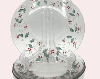 Vintage Pfaltzgraff Winterberry Glass Salad Plates (Set of 4)