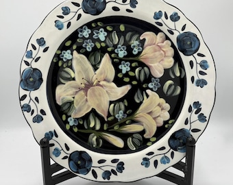 Set of 4 Vintage Hand-Painted Floral Dinner Plates - Lesal Studio Evening Song