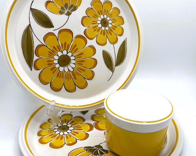 Featured listing image: Vintage Mikasa Happy Plates & Lidded Dish | Light 'N Lively 1970s Retro