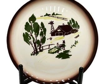 Vintage 1950s 10" Hand-Painted Brock Harvest Dinner Plate - Discontinued