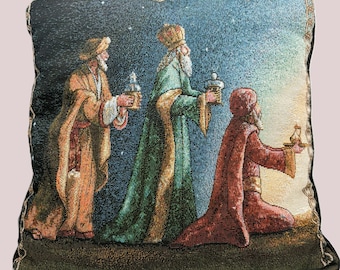 Vintage Three Wise Men Tapestry Pillow
