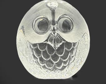 Vintage Mats Jonasson Owl Paperweight | Swedish Art Glass | Signed Lead Crystal Sculpture #3268