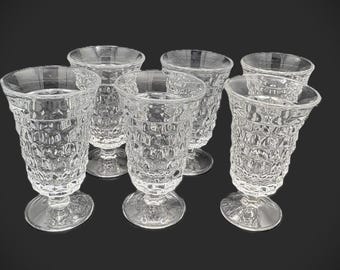 Vintage Mid-Century-Modern Fostoria American Clear Cubist Footed Tumbler Juice Glass -Set of 6
