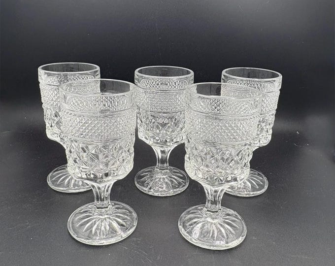 Featured listing image: Set of 5 Vintage Anchor Hocking Wexford Clear Glass Goblets