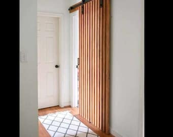 Vertical Slat Barn Doors – Any Size – Hardware + Header Included – Fluted – Sliding Door - Rustic Farmhouse – Custom - Mid Century Modern -