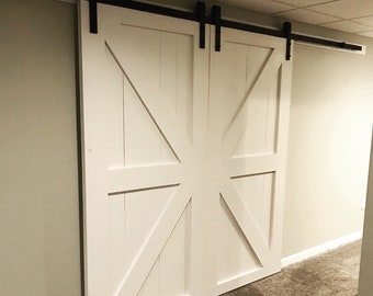 Classic Barn Doors – Any Size – Hardware + Header Included – Interior Sliding Doors - French - Rustic Farmhouse – Custom Made - Industrial