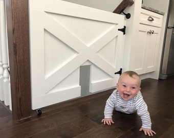 Custom Barn Door Pet Gate – Solid Wood, Modern Security - Made To Fit