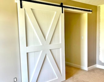 X Barn Doors – Any Size – Hardware + Header Included – Interior Sliding Door - Rustic Farmhouse – Custom Made - Mid Modern - Industrial -