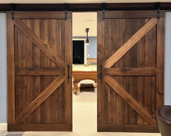 Classic Barn Doors – Any Size – Hardware + Header Included – Interior Sliding Door - French - Rustic Farmhouse – Custom Made - Contemporary