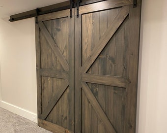 Barn Doors – Any Size – Hardware + Header Included – Sliding Interior Door - Mid Century Modern - Contemporary - Rustic Farmhouse – Custom
