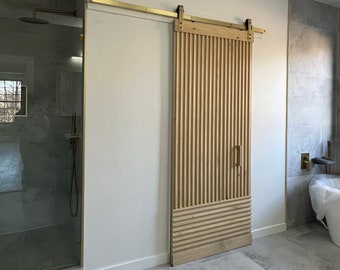 Ribbed Barn Doors – Any Size – Hardware + Header Included – Interior Sliding Doors - Mid Century Modern – Fluted - Minimalist - Industrial