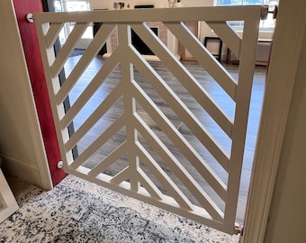 Pressure Mounted Chevron Gate - Pet Security Gate - Modern Baby Gate - Child Gate - Barn Door Pet Gate - Reclaimed Wood - Dog Gate -  Cat