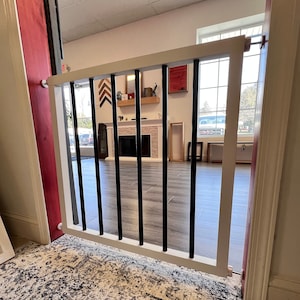 Pressure Mounted Rod Spindle  Gate - Pet Security Gate - Modern Baby Gate - Child Gate - Door Pet Gate - Reclaimed Wood - Dog Gate -  Cat