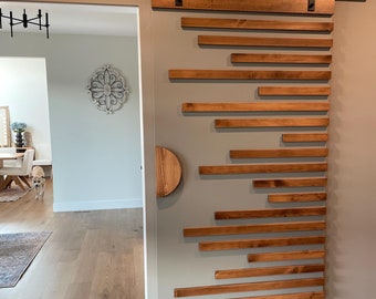 Custom Geometric Wood Sliding Door – Interior Closet, Hardware Included