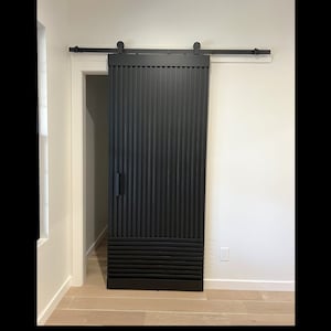 Custom Ribbed Interior Sliding Barn Door – Modern Minimalist, Hardware Included