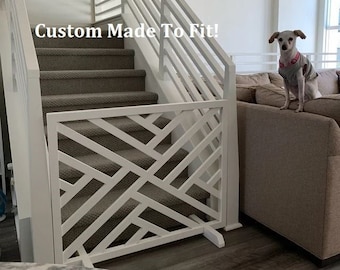 Geometric  Stand Alone Baby Gate - Room Divider - Pet Security Gate -  Wooden Security Gate - Reclaimed - Modern Style - Baby Security Gate