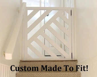 Geometric Gate - Pet Security Gate - Modern Baby Gate - Made To Fit - Barn Door Pet Gate - Reclaimed Wood - Wooden Baby Gate - Baby Gate -