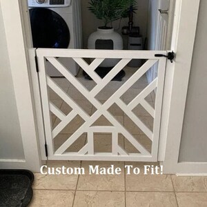 Geometric Gate Cat Door Pet Security Gate Modern Baby Gate Barn Door Pet Gate Reclaimed Wood Wooden Baby Gate Dog Gate image 2