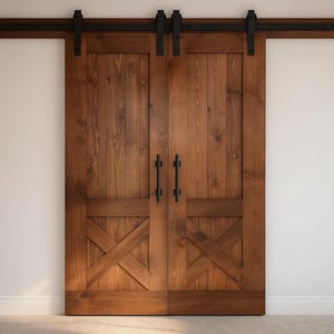 Farmhouse Style Sliding Doors | Custom Made To Fit | Interior Barn Door | Door hardware Included | Modern Closet Doors | Rustic Wooden Doors