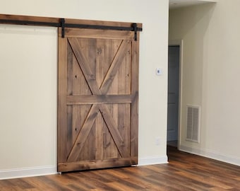 X Barn Doors – Any Size – Hardware + Header Included – Interior Sliding Door - Rustic Farmhouse – Custom Made - Mid Modern - Contemporary -