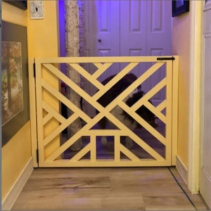 Geometric Gate Cat Door Pet Security Gate Modern Baby Gate Barn Door Pet Gate Reclaimed Wood Wooden Baby Gate Dog Gate image 3