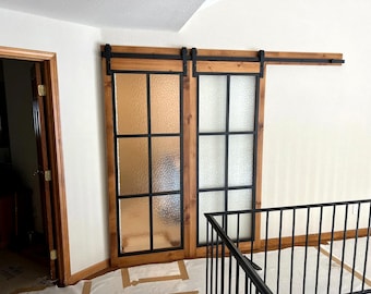 Handmade French Style Glass Barn Door – Custom Size, Hardware Included