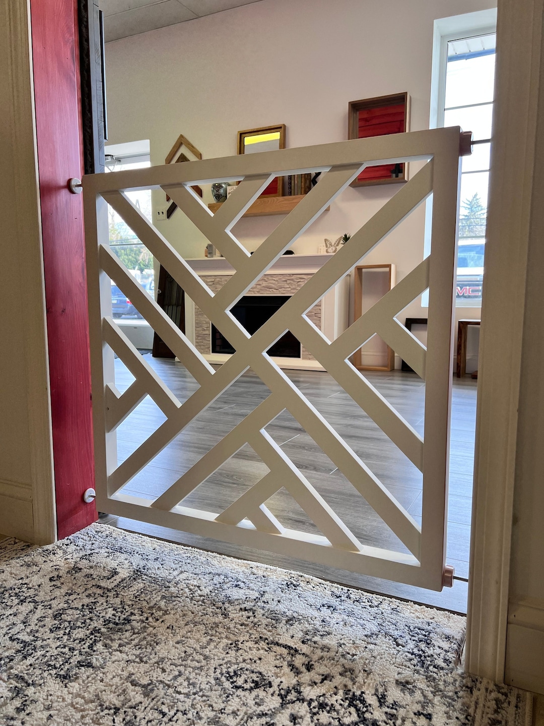 Pressure Mounted Geometric Gate Pet Security Gate Modern Baby Gate