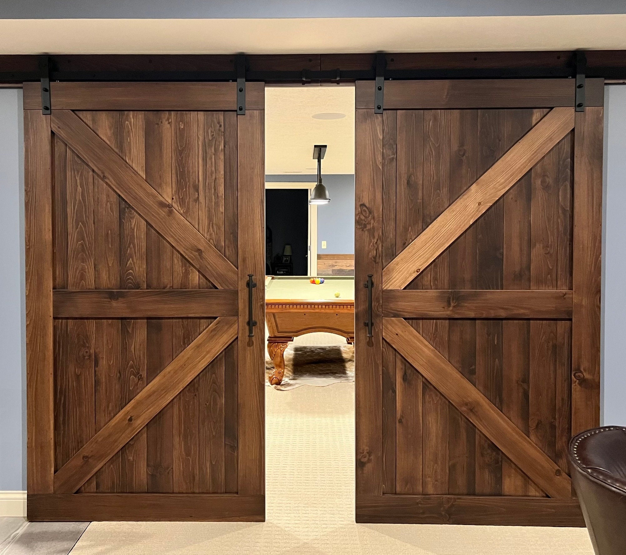 Custom Rustic Sliding Barn Door - Interior French With Hardware