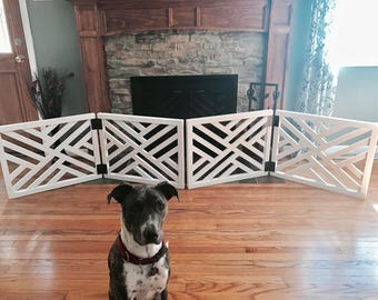 Geometric Pet Gate - Porch Barrier - Made To Fit -  Room Divider - Pet Security Gate -  Wooden Security Gate - Modern - Baby Security Gate