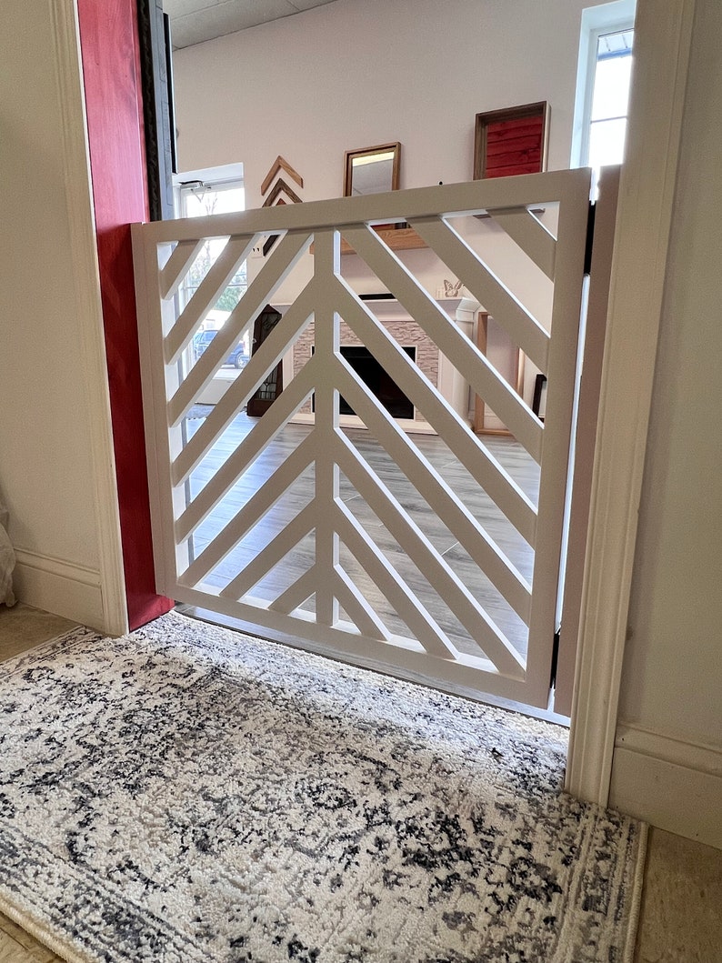Chevron Pet or Baby Gate - Custom Fit, Solid Wood Security - Etsy
