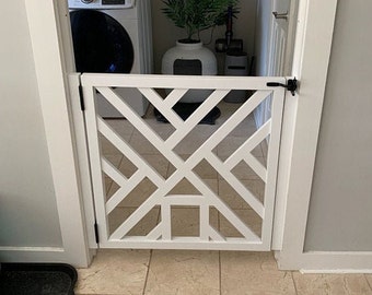 Geometric Gate - Cat Door - Pet Security Gate - Modern Baby Gate - Barn Door Pet Gate - Reclaimed Wood - Wooden Baby Gate - Dog Gate -